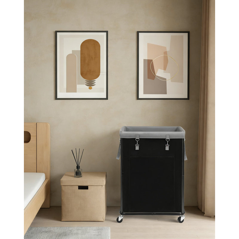 Grand panier à linge sur roulettes avec roues et sac amovible, chariot à linge d'une capacité de 160 L avec cadre en métal et roulettes de frein pour la chambre à coucher, la salle de bain, le dortoir et la salle de lavage