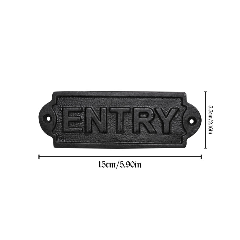 Solid Cast Iron Vintage Entry Sign for Doors Handmade Hardware Accessory