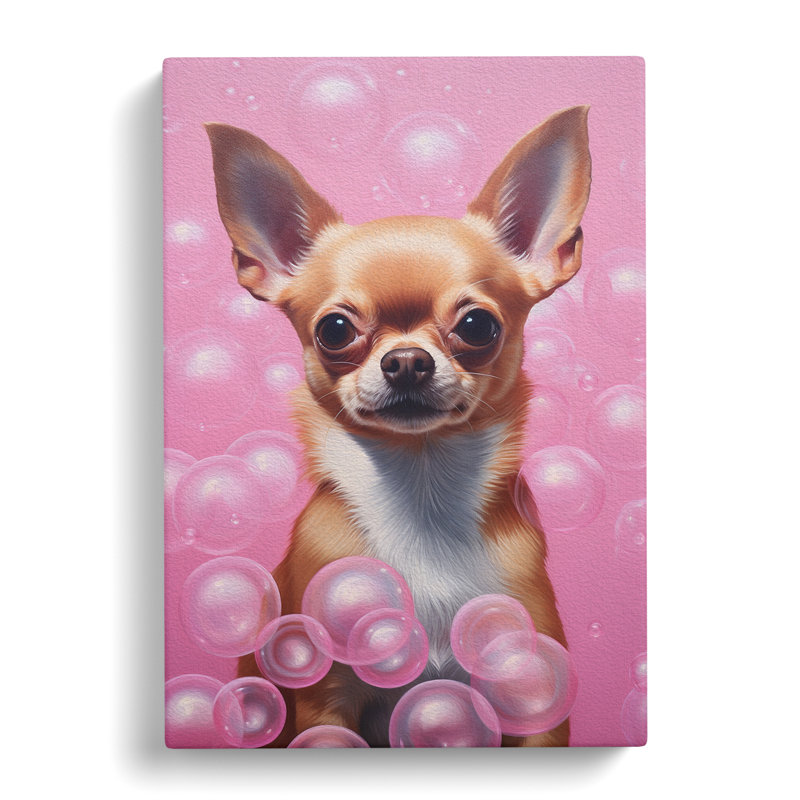 Chihuahua Bubble Gum Painting - Wrapped Canvas, 50cm H x 35cm W x 3cm D