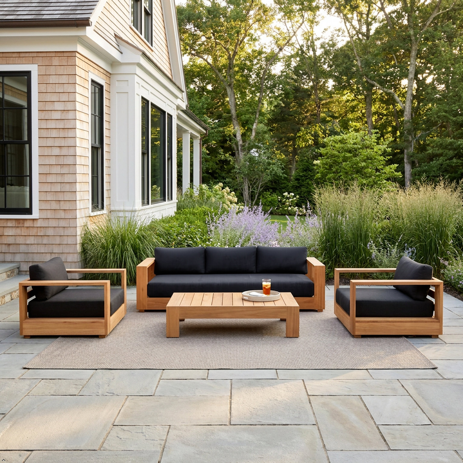 Leon 5-Person Eucalyptus Patio Seating Group