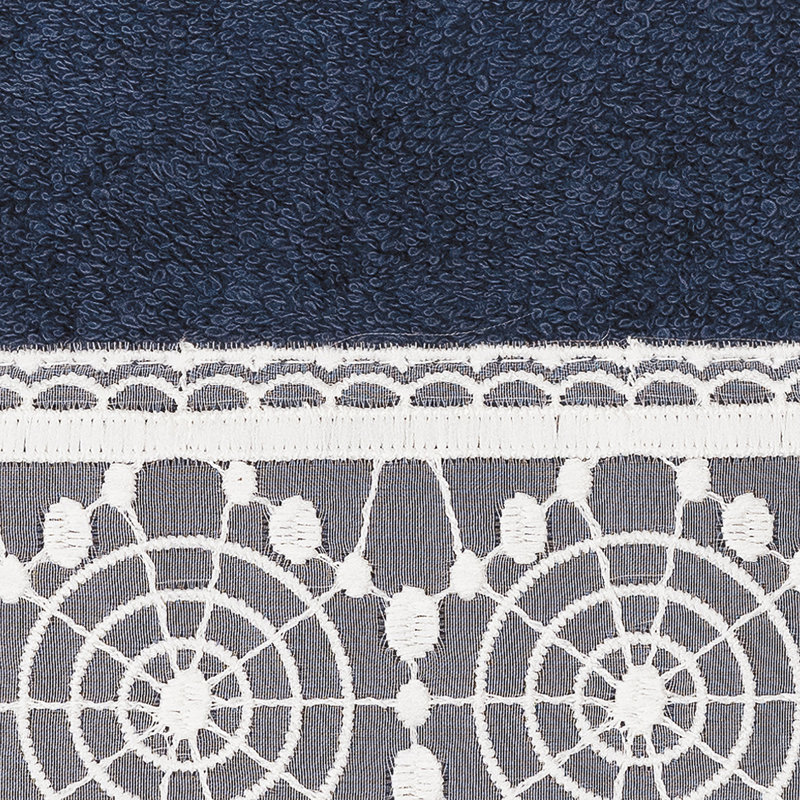 Ensemble de serviettes 3 pièces , Bleu marine/crème