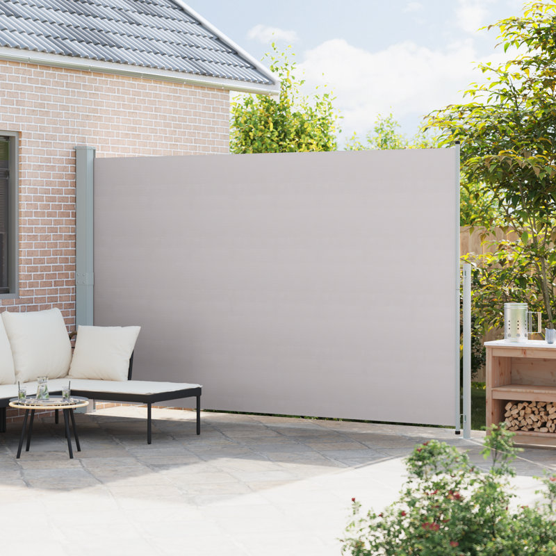 Paravent rétractable avec auvent pliant, gris, H 86,61 po x l 196,85 po