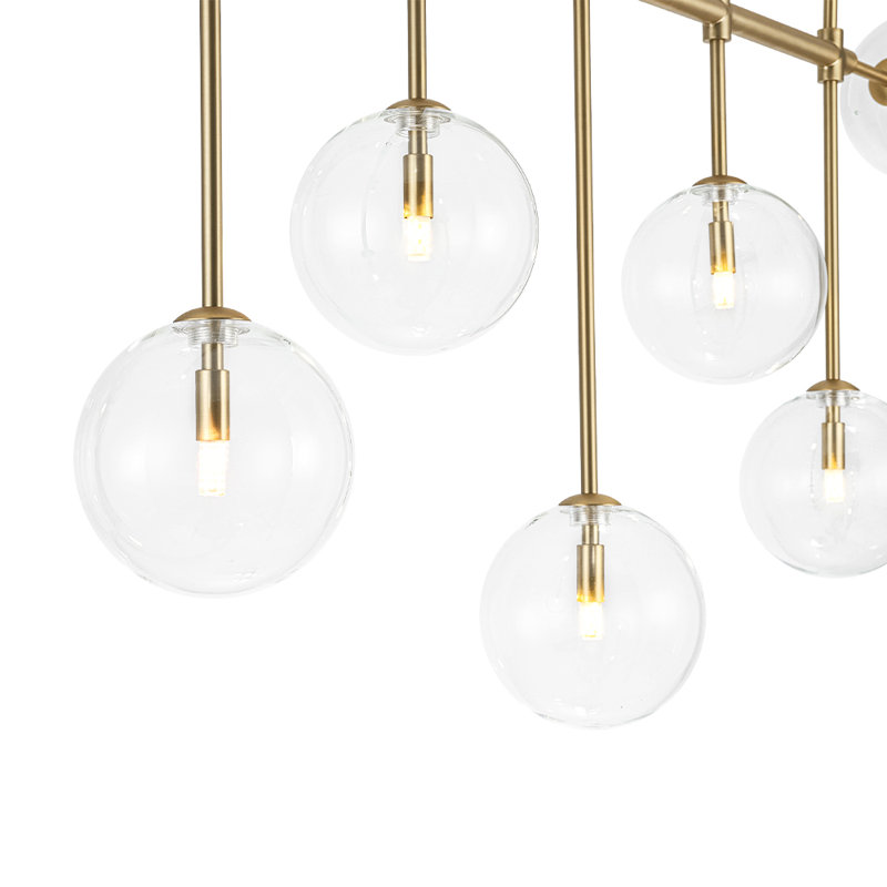Lustre moderne 7 lumières en verre transparent
