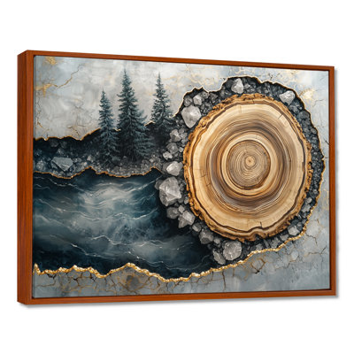Winter Dam, rivière de glissade en bois et cristal IV - forêt, art mural