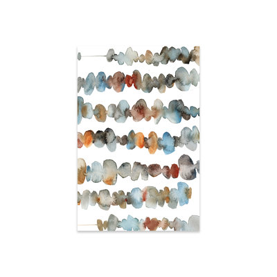 Abstrait dans des tons de bleu et de terre cuite, impression sur verre acrylique