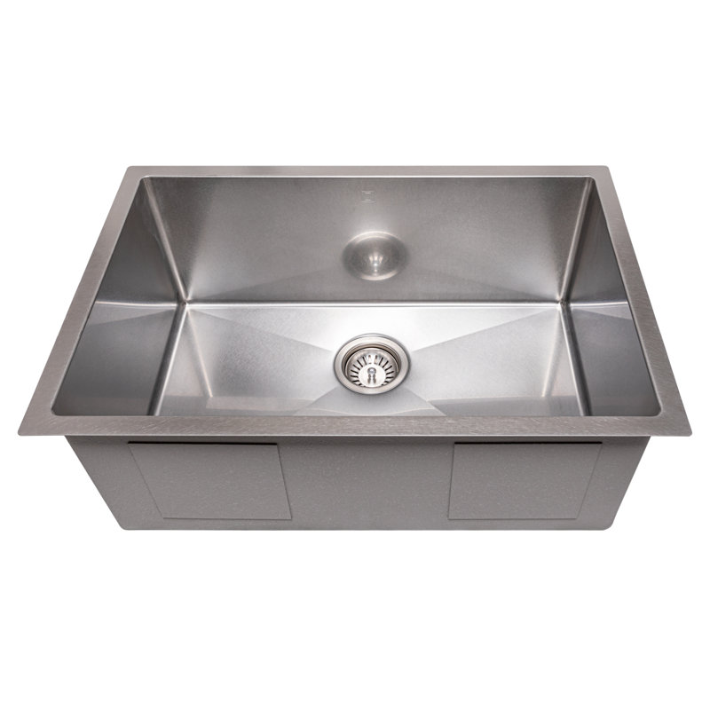 ZLINE 27 in. Meribel Undermount Single Bowl Satin Stainless Steel Kitchen Sink with Bottom Grid (SRS-27S)
