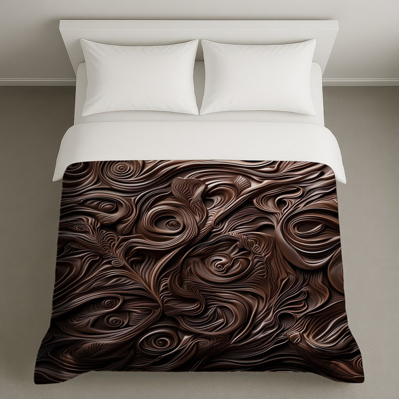 Intricate Brown Swirls Duvet Covers, Lit simple
