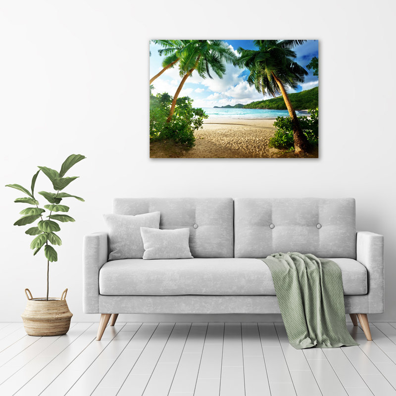 Palm Trees On The Beach - Wrapped Canvas Print