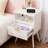 25.5 H Modern End Table, White Nightstand With Storage Drawer And Open Wood Shelf