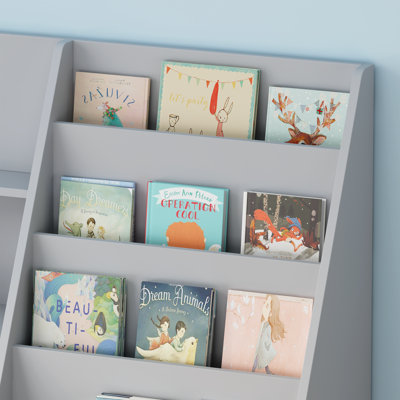 Organisateur de bibliothèque pour enfants 34,6 po, gris