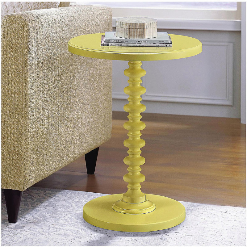 Table d'appoint ronde en bois jaune Sally, Jaune