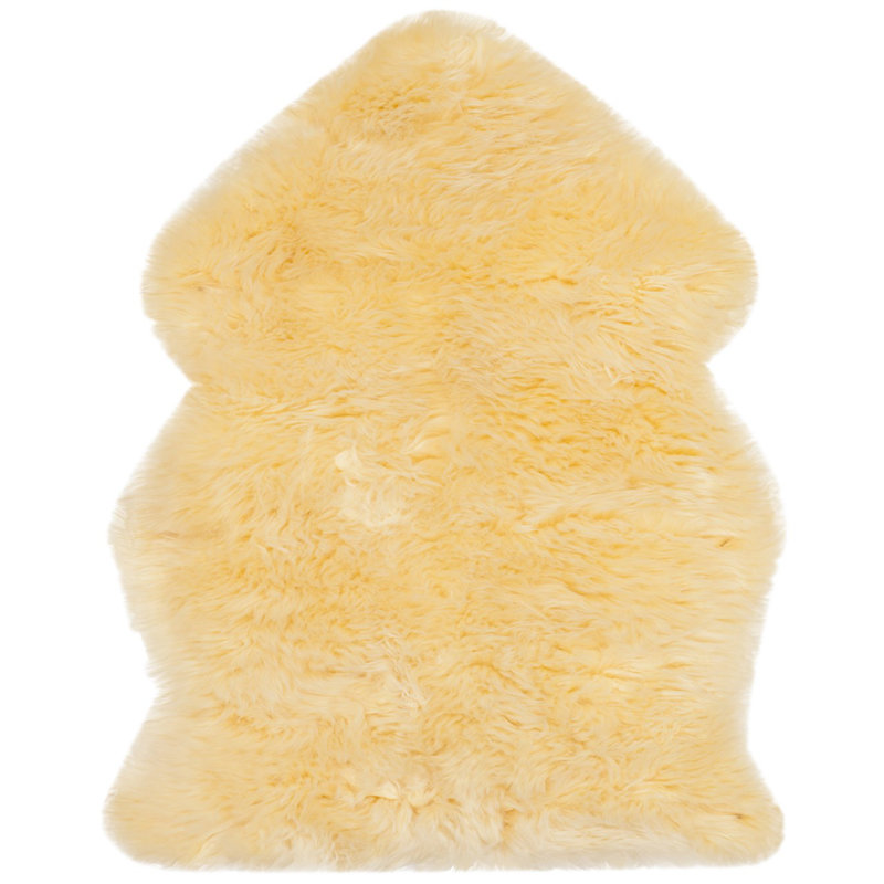 Solid Colour Sheepskin Area Rug, Rectangle 61 x 91 cm
