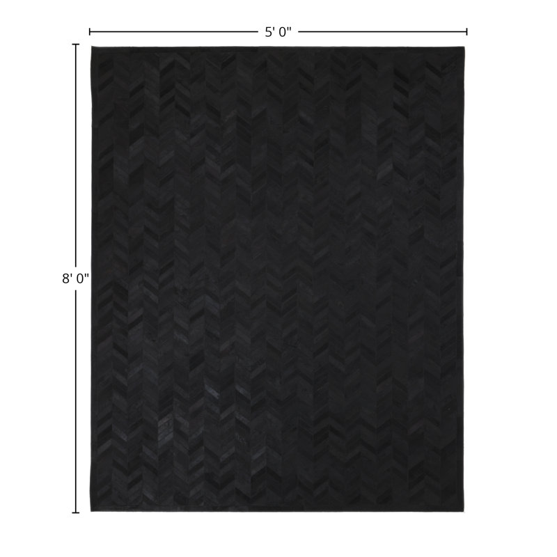 Meir Area Rug, Black, Rectangle 5' x 8'