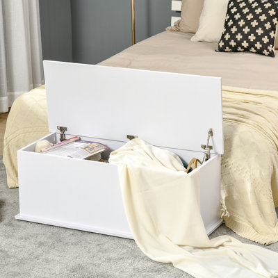 Lift Top Storage Chest with 2 Safety Hinges, Flip-Top Lid
