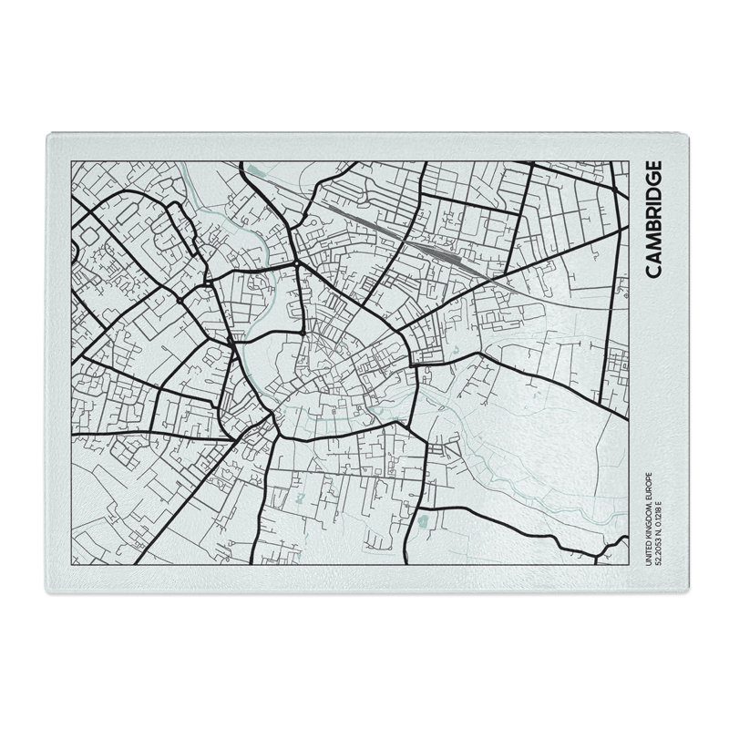 Map Cambridge UK Chopping Board, 28.5cm W x 39cm L