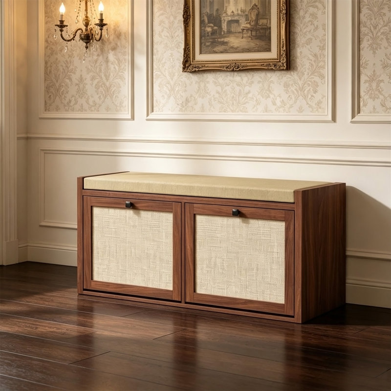 Banc de rangement pour chaussures avec siège rembourré
