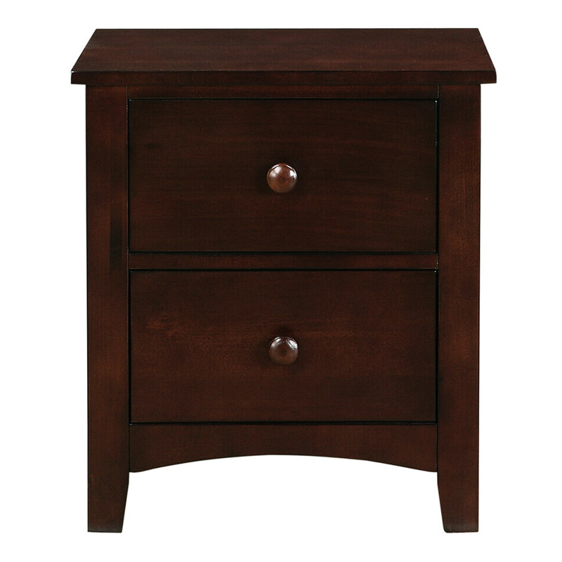 Dark Oak Finish Bedroom Storage - 2 Drawers Nightstand, Modern Style Cabinet With Finish, Brown Colour Mix, Brown Mix