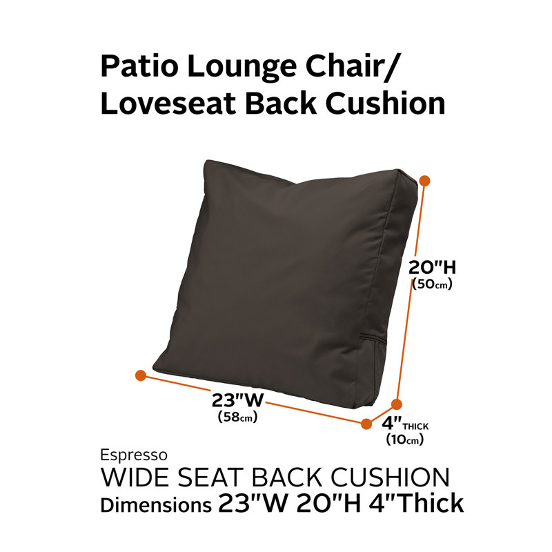 Ravenna Outdoor 4'' Back Cushion, Espresso, 23" H x 20" W x 4" D