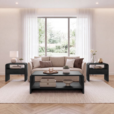 Ovellette 4 Piece Living Room  Set with 70" TV Stand, Coffee Table, 2 End Tables