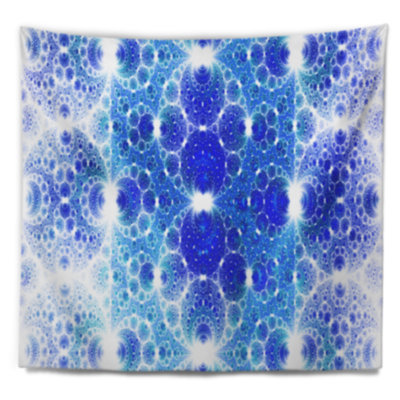 Tapisserie abstraite à motif fractal bleu exotique