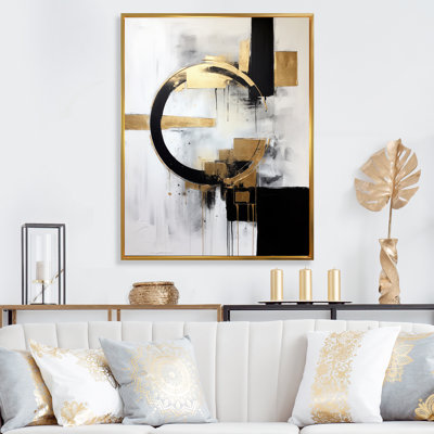 New Balance Dreams Abstract Gold And Black - Abstract Painting Wall Art For Living Room