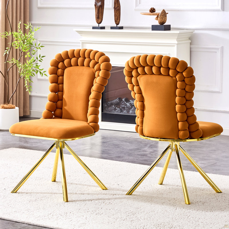 Ensemble de 2 chaises de salle à manger Puffy, Orange