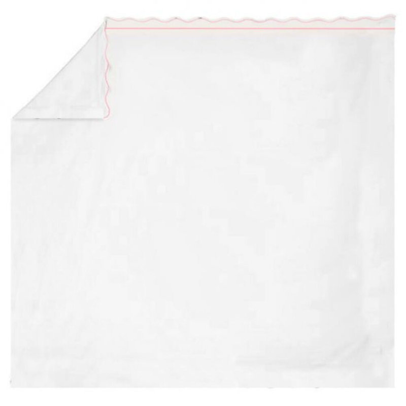 400TC Cotton Scallop Embroidery & Border Cotton 4 Piece Sheet Set Fitted Sheet Fits Upto 16" Deep Pocket, Light Pink Border