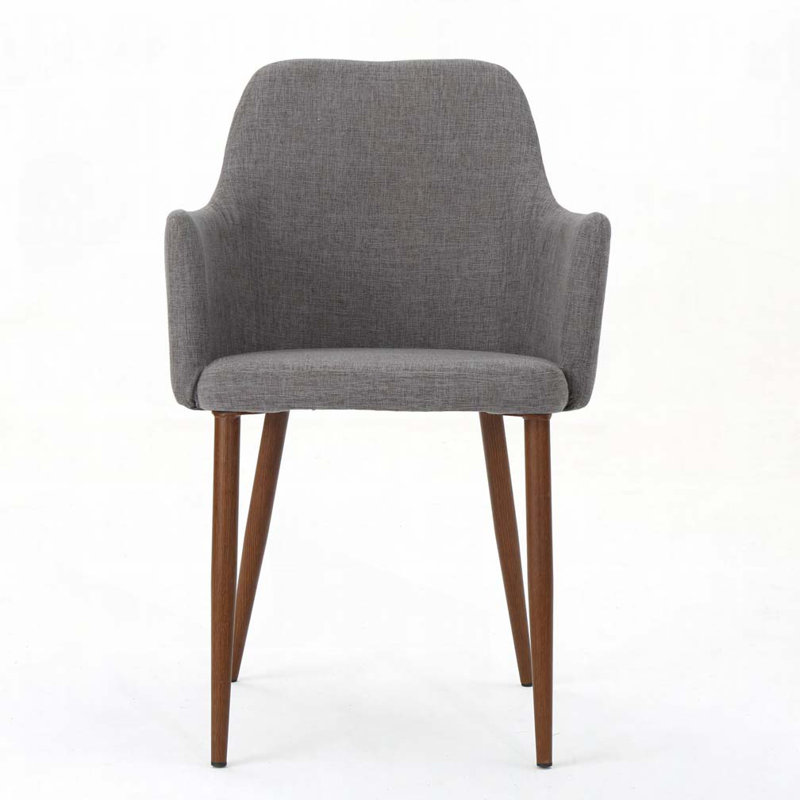 Chaise rembourrée avec pieds en bois, Brun, Gris clair