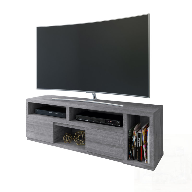Meuble télé réglable avec rangement extensible, pouvant accueillir un téléviseur de 65 po ou moins, parfait pour les salons modernes