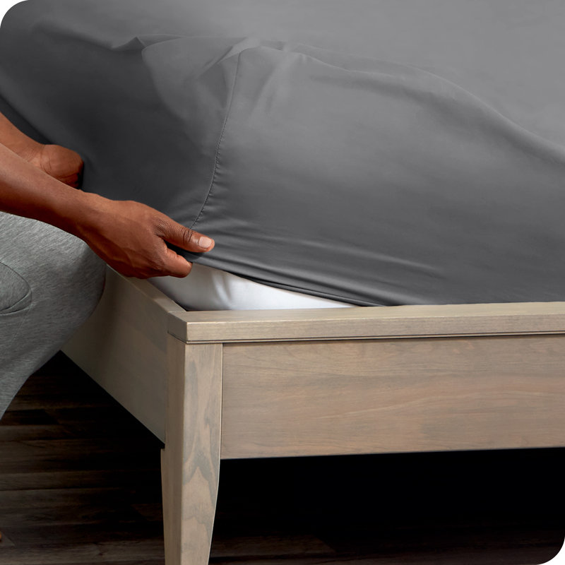Dual Side Pocket Microfiber Fitted Sheet, Twin XL Fitted Sheet, Gray 