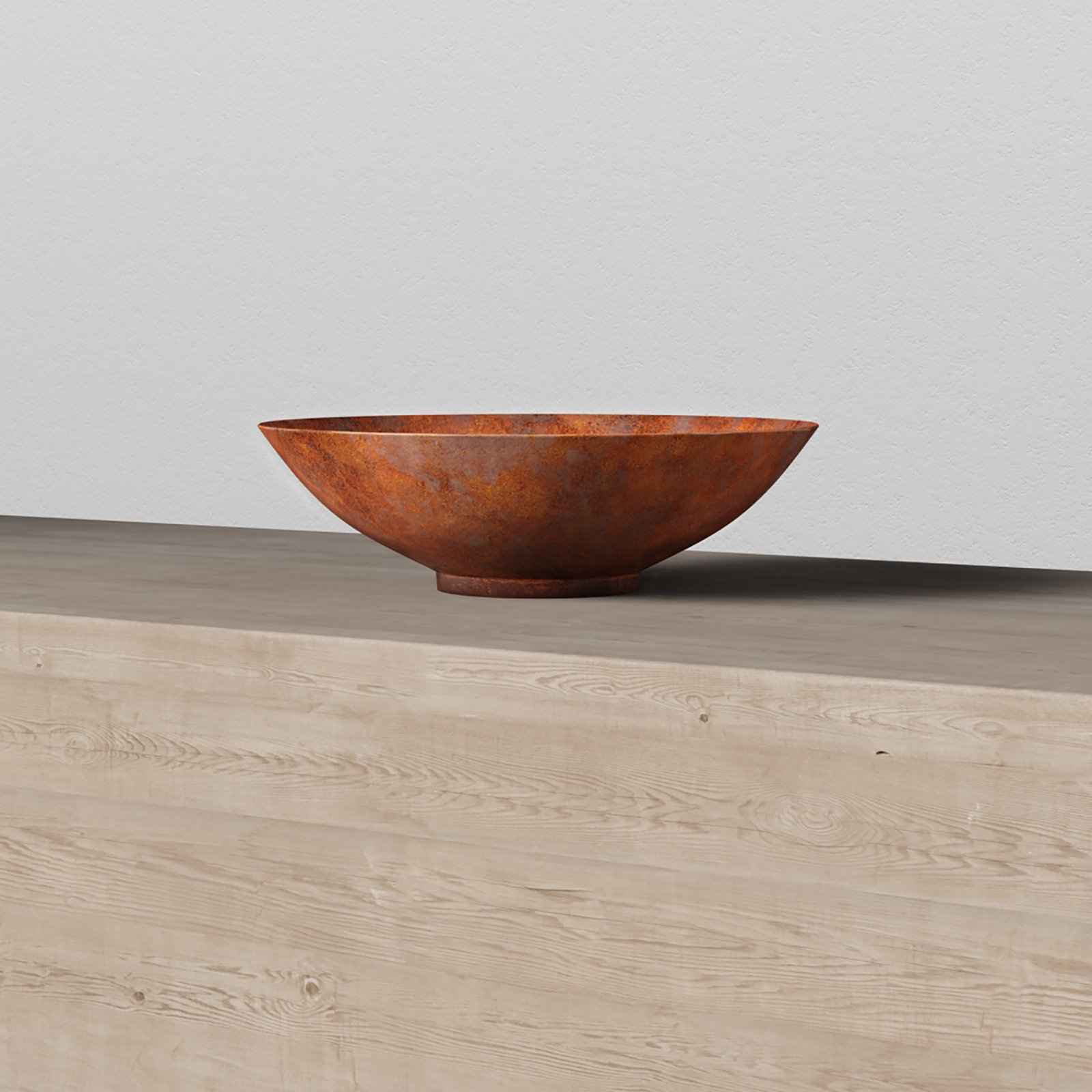 Corten Steel Series Round Bowl Planter, 6.5" H x 22" W x 22" D