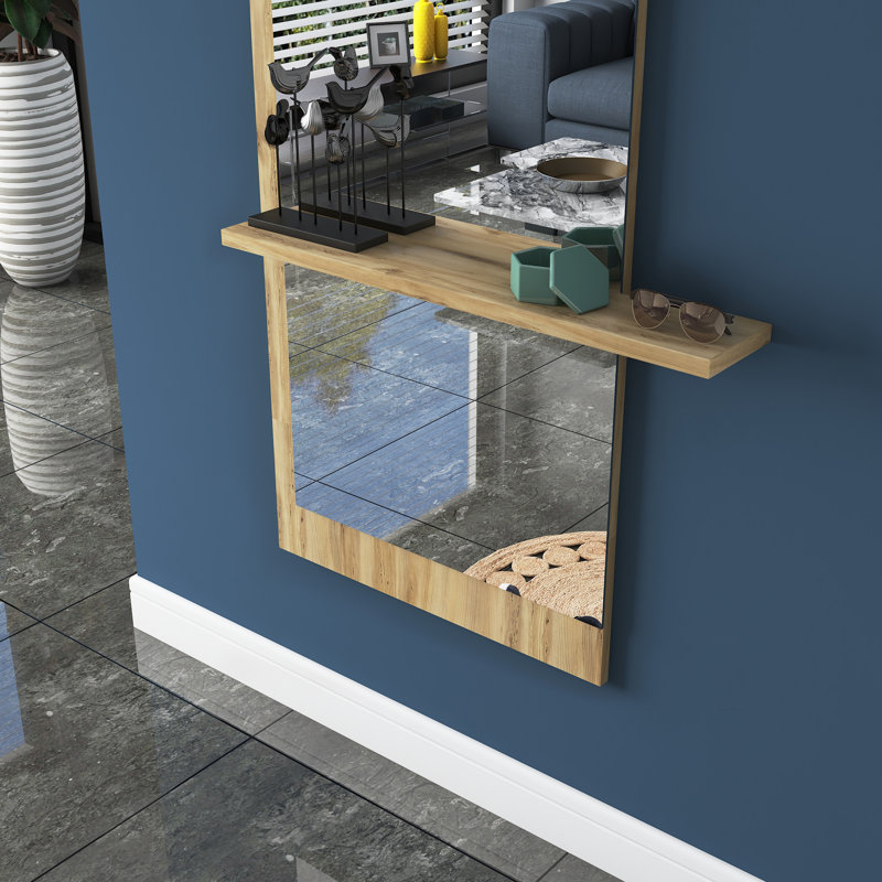 Epling Wood Flat Wall Mirror, Natural