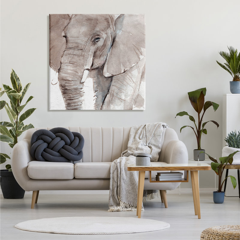 «9_Elephant Trunk Animal Portrait Grey Wrinkles Small Husks» par Art, H 36 po x l 36 po, Toile tendue