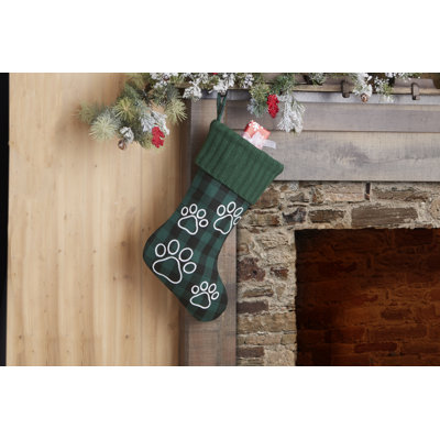Chaussette de Noël Buffalo Check Paw Prints