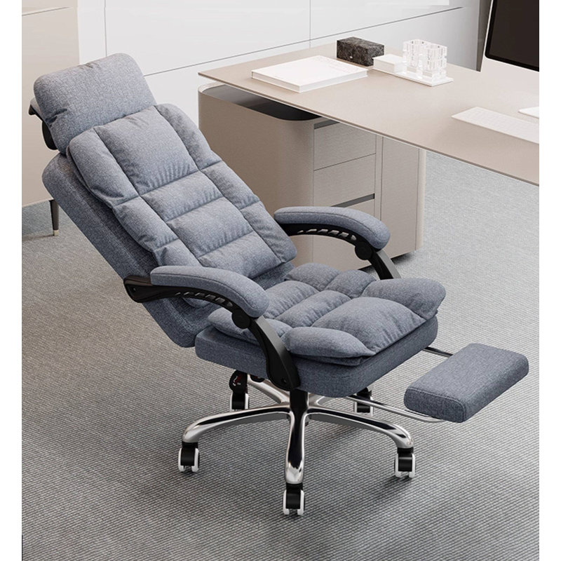 Fauteuil de bureau en lin avec repose-pieds