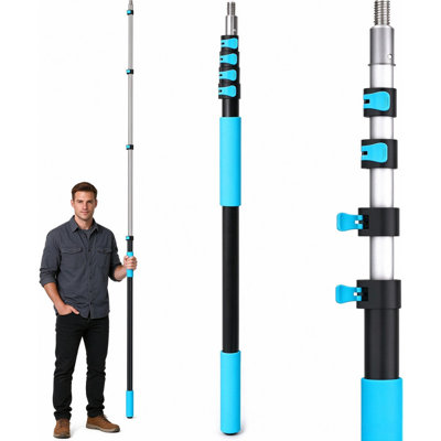 Telescopic Extension Pole, 16FT Multi-Purpose Extension Pole, Sturdy Aluminum Alloy Paint Extendable Pole with Flip-Lock Design, Telescopic Pole for Painting, Dusting and Cleaning, Yard, Garden, Patios