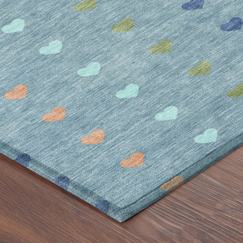 Tapis intérieur / extérieur lavable à la machine pour enfants Chantille ACN2510, Sarcelle, Rectangle 1 pi 8 po x 2 pi 6 po