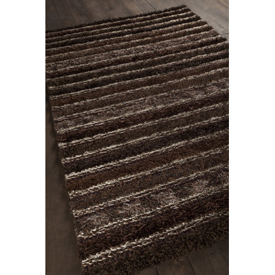 Wyant Authentic Hand-Woven Handmade Light & Dark Brown, White & Grey Modern Mixed Texture Polyester Area Rug