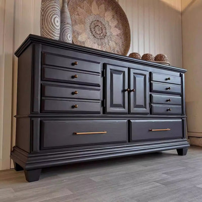 Buffet grande capacité en bois massif noir