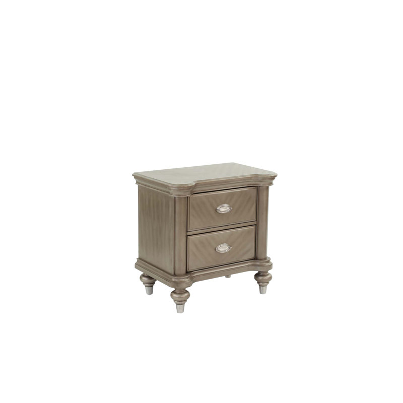 Table de chevet en bois champagne avec tiroir et tablette, parfaite pour le rangement de chevet et un décor élégant