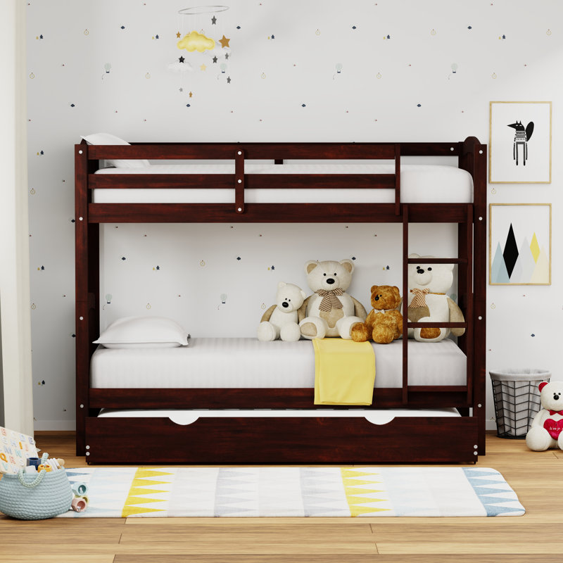 Kips Bay Solid Wood Twin Over Twin Bunk Bed and Trundle, Espresso