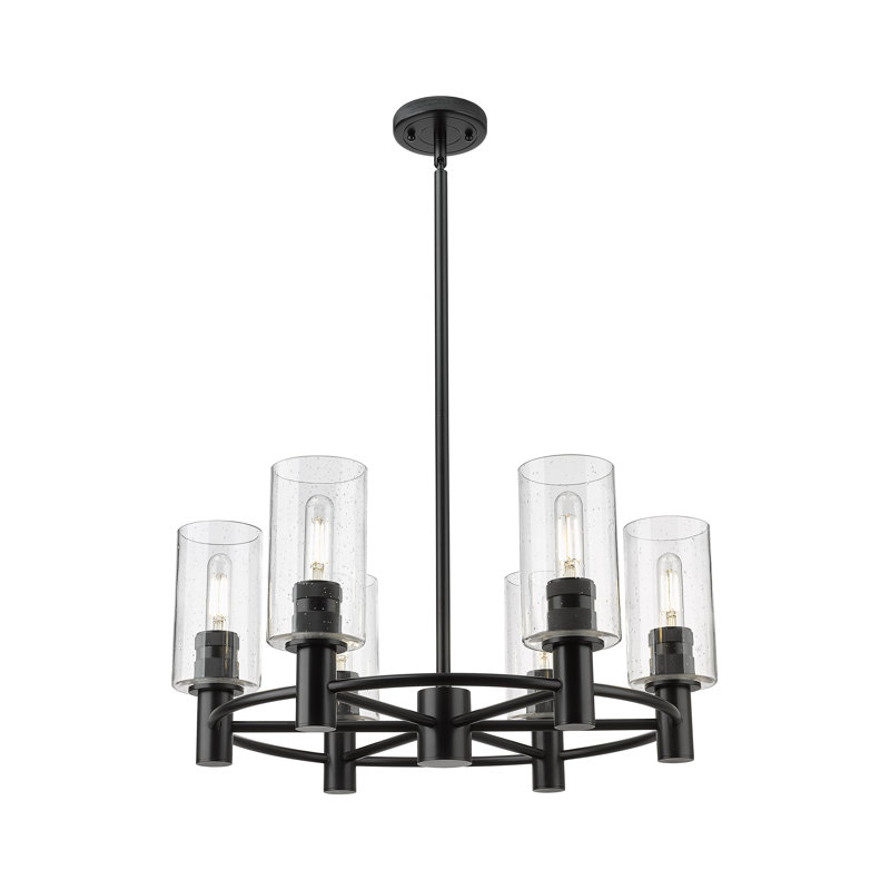 Lustre suspendu 6 lumières Crown Point, Grainé, Noir mat