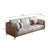 84" Elegant Faux Leather Sofa with Gray Cushions & Brown Frame,Modern Living Room Couch(3-Seat)-1509971183