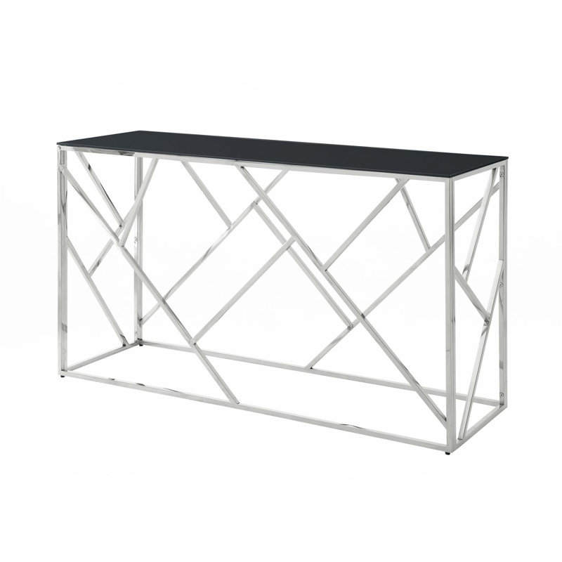 Modern Glass Console Table, Chrome