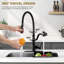 Robinet de cuisine rétractable à poignée simple avec tuyau en col de cygne et laiton massif-83315759