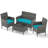 4 PCS Patio Furniture Set with Washable Cushions and Tempered Glass Coffee Table-509875828