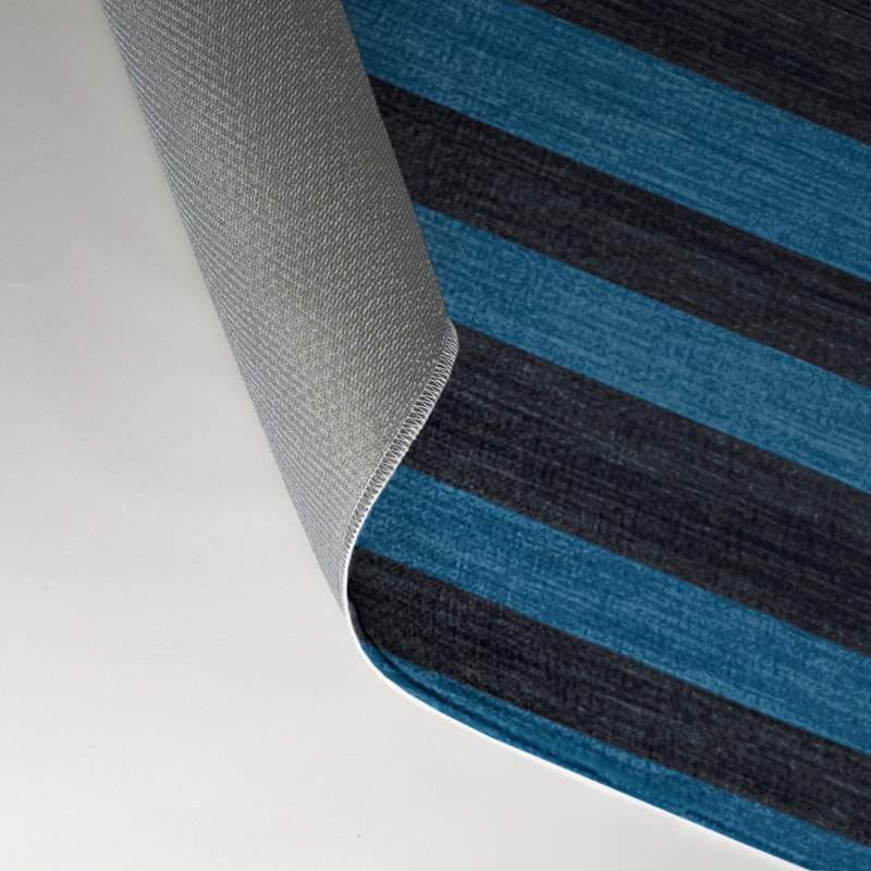 Tapis intérieur / extérieur bleu HorizontalStripes, Rectangulaire 3 pi x 5 pi