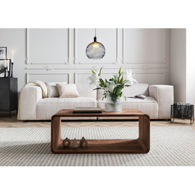 Solid Wood Floor Shelf Coffee Table with Storage
