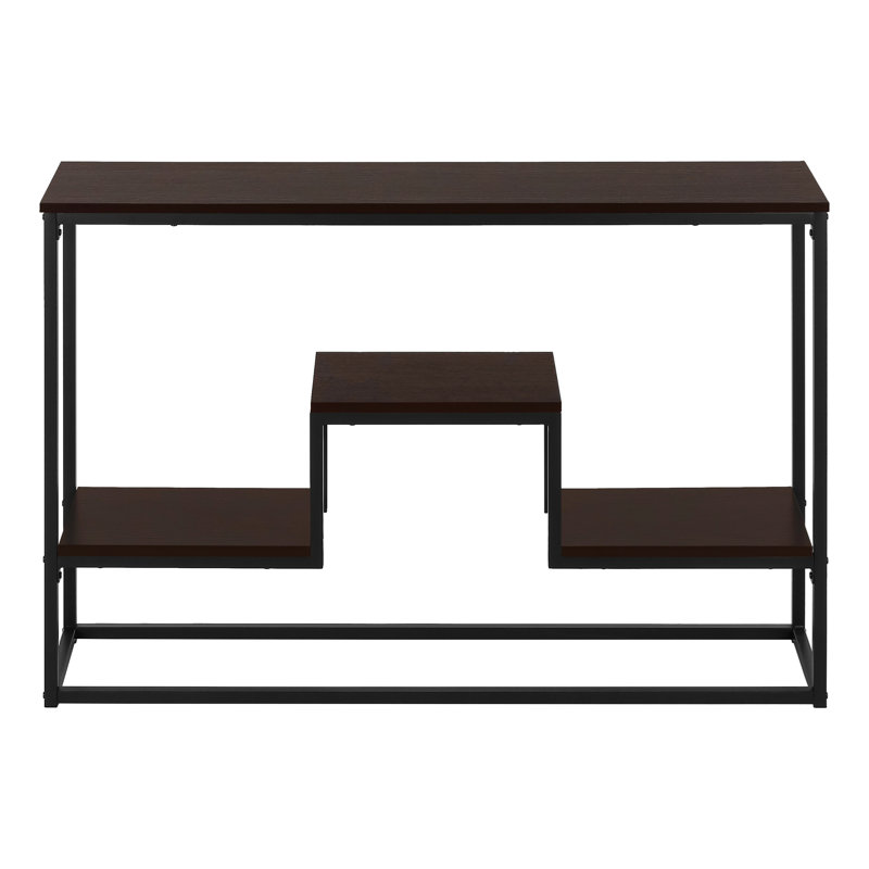 Table d'appoint, console, vestibule, étroit, canapé, salon, chambre à coucher, stratifié brun, métal noir, contemporain, moderne
