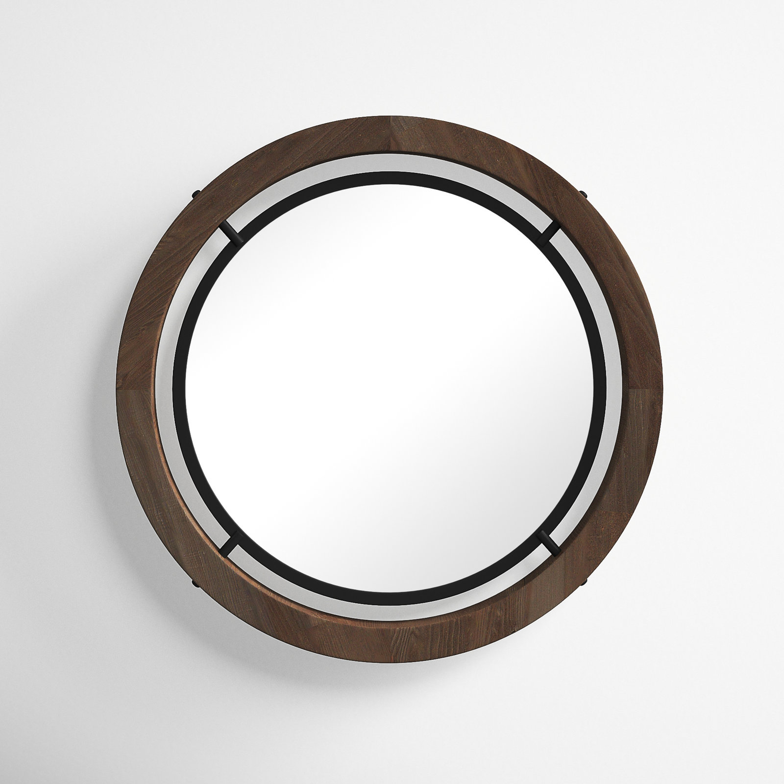 Smita Solid Wood Round Mirror, 19.3" x 19.3"